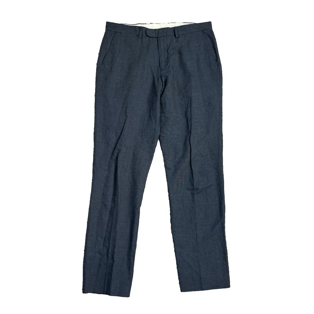 Vintage J Crew Pants Bowery Linen Blend 32x32 Navy Trouser Corpcore Preppy